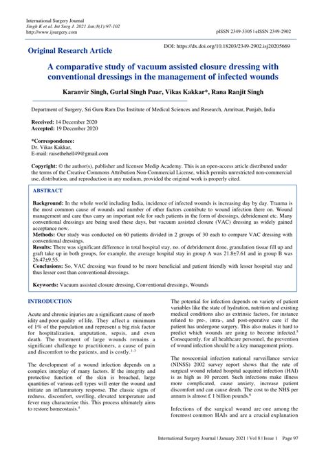 (PDF) A comparative study of vacuum assisted closure dressing with conventional dressings in the ...