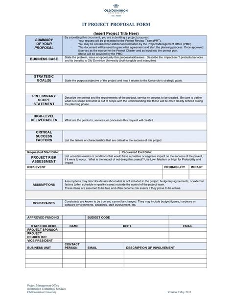 Project management project proposal template