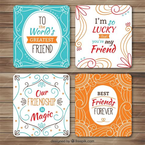 Free Vector | Pack of beautiful decorative friendship cards