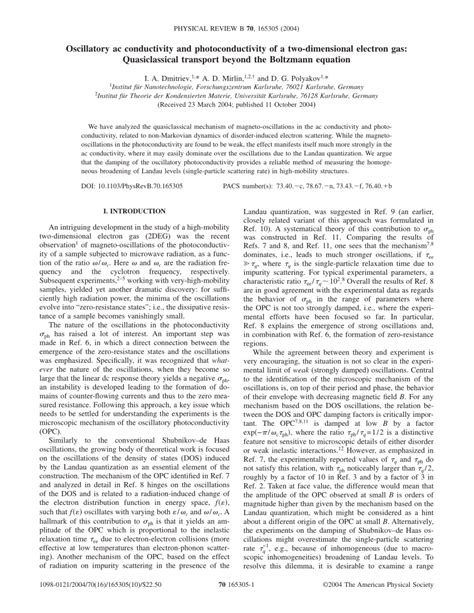 (PDF) Oscillatory ac conductivity and photoconductivity of a two-dimensional electron gas ...