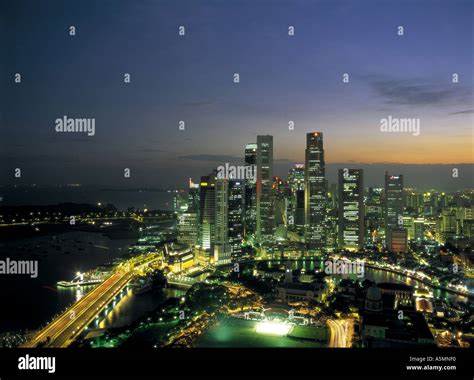 Singapore skyline at night Stock Photo - Alamy