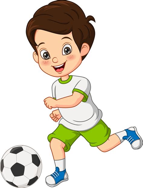 Cartoon little boy playing soccer 5112598 Vector Art at Vecteezy