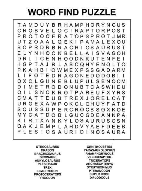 Dinosaur Word Find