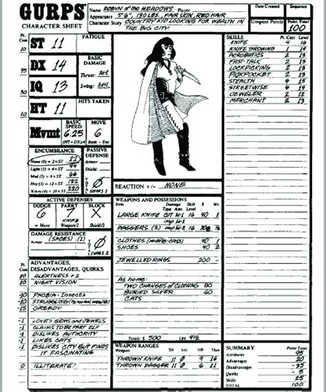 Character Sheet GURPS Shadowrun Conan: The Roleplaying Game, 58% OFF