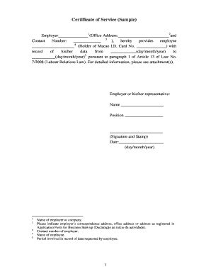 Certificate Of Service Pdf - Fill Online, Printable, Fillable, Blank ...