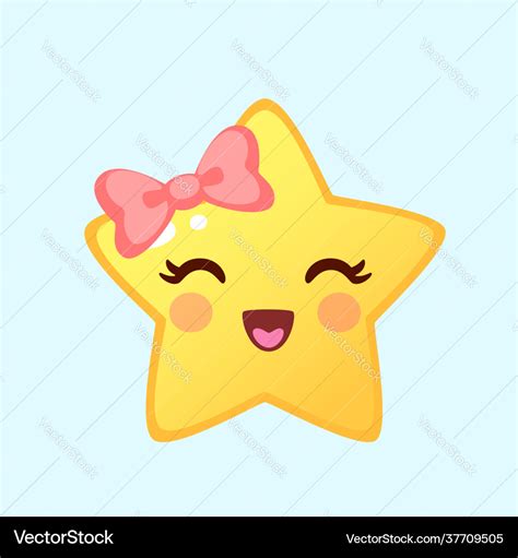 Cartoon emoticon cute star icon Royalty Free Vector Image