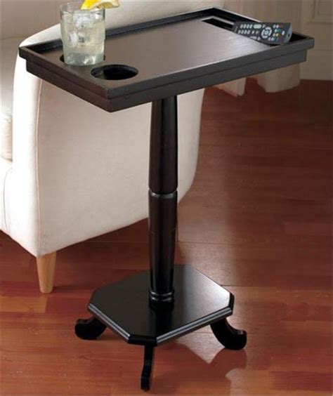 HOME ENTERTAINMENT SIDE PEDESTAL ACCENT TABLE W/CUP HOLDERS REMOTE SLOT-4 FIN.