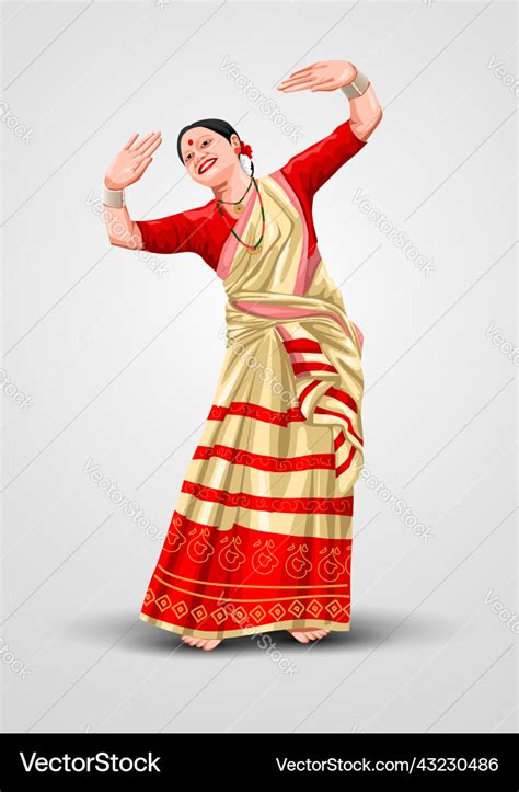 Bihu indian traditional dress of assam Royalty Free Vector