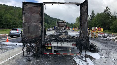 Semi-Truck Crash Injures One And Shuts Down I-90 While It Burns