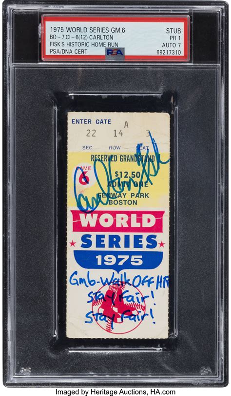 1975 World Series Game 6 Ticket Stub from Carlton Fisk's Historic | Lot ...