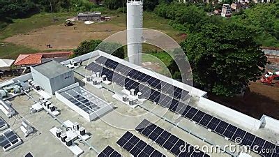 Solar Power Generation Panel on the Roof of a Public School Stock ...