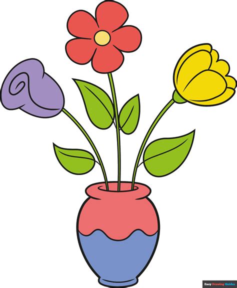 How to Draw Simple Flowers in a Vase - Really Easy Drawing Tutorial