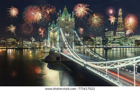 New Year Fireworks London Tower Bridge Stock Photo (Edit Now) 775617022