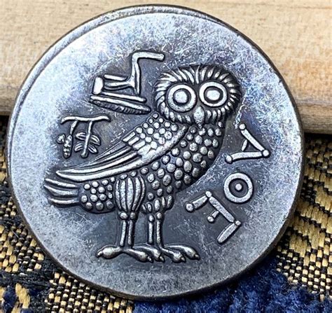 Coin Owl Ancient Owls Greece Athens BC AOE Greek Goddess Athena Coins Medallion -- Antique Price ...