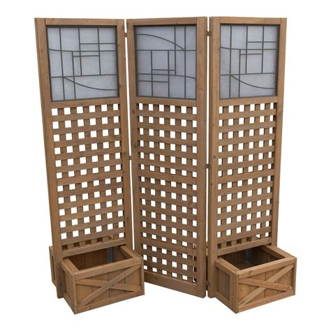 Yardistry 62 in. Cedar Privacy Screen with Planters-YM11615 - The Home Depot
