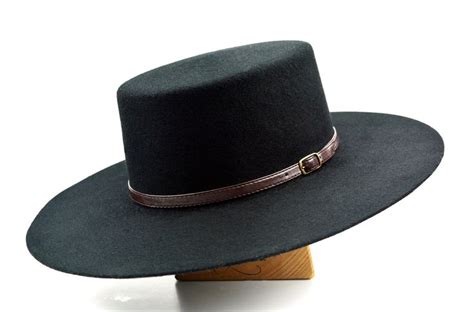 Bolero Hat the GALLOPER Black Wool Felt Flat Crown Wide - Etsy | Wide brim hat men, Bolero hat ...