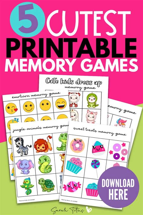 5 Cutest Printable Memory Games For Kids To Enjoy | Memory games for kids, Memory games, Games ...