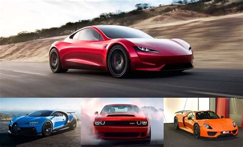 Tesla Roadster vs Bugatti Chiron, Porsche 918 Spyder, Dodge Demon ...