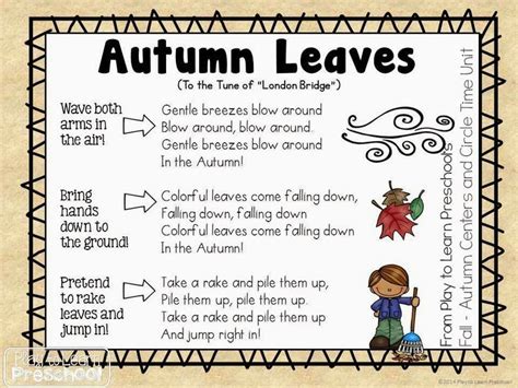 Image result for autumn leaves are falling down lyrics | Preschool songs, Circle time songs ...