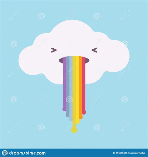 White Cloud Vomiting with a Rainbow Stock Vector - Illustration of health, meteorology: 195590598