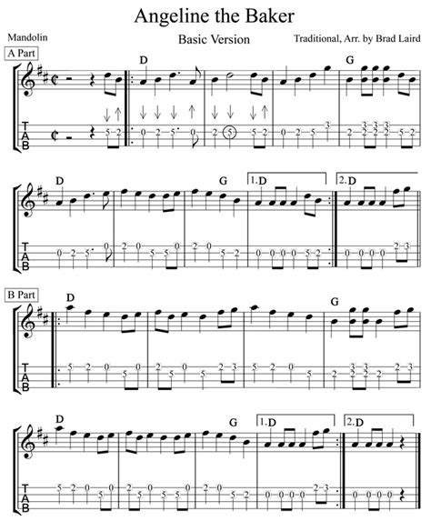 Play the Mandolin - Free Mandolin Tablature - Angeline the Baker