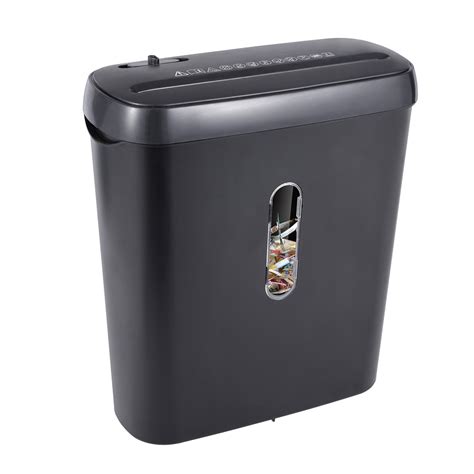 6 Sheets Strip Cut Paper Shredder with 8L Bin for Home & Office - Black ...