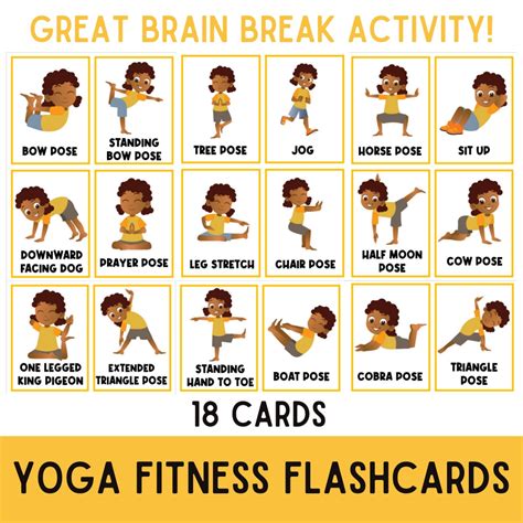 Fitness Flashcards Kids Exercises Flash Cards for Kids Yoga Activities Physical Education Busy ...