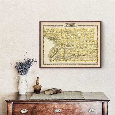 Vintage Map of Madison County Illinois, 1876 by Ted's Vintage Art