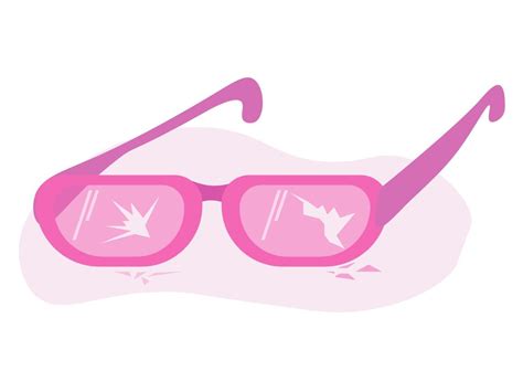 broken pink glasses, glass pieces and glasses, broken illusions ...