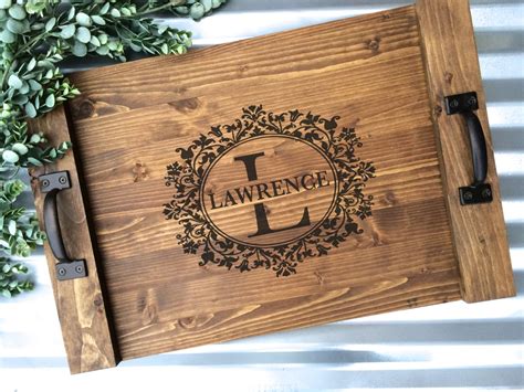 Rustic Personalized Serving Tray Custom Wood Tray Rustic