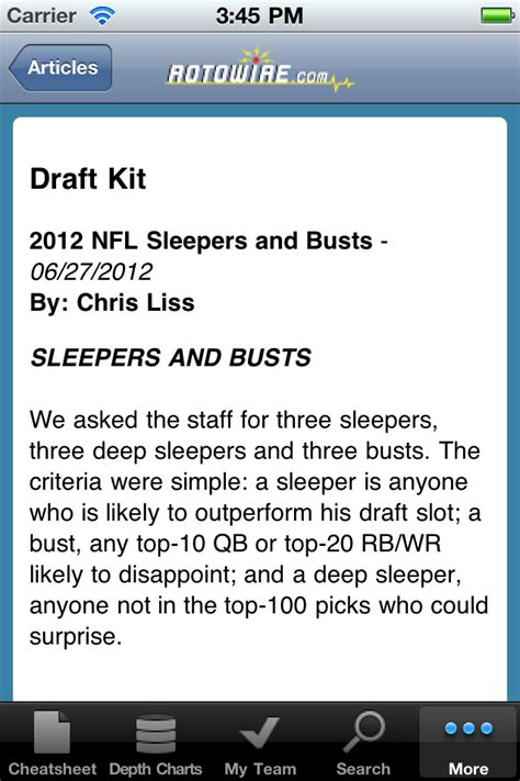 RotoWire Fantasy Football Draft Kit 2012 | 148Apps