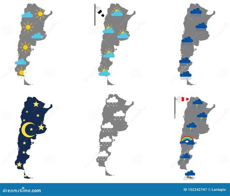 Map Of Argentina With Weather Symbols Cartoon Vector | CartoonDealer ...