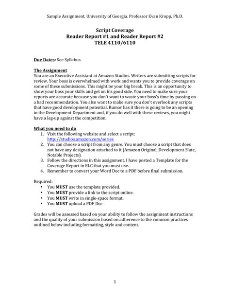 See A Sample Reader Report / Coverage Assignment For Assignment Report Template - Xfanzexpo.com