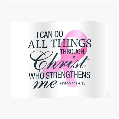"Inspirational Bible Verse Philippians 4:13 Breast Cancer Awareness Typography" Poster for Sale ...