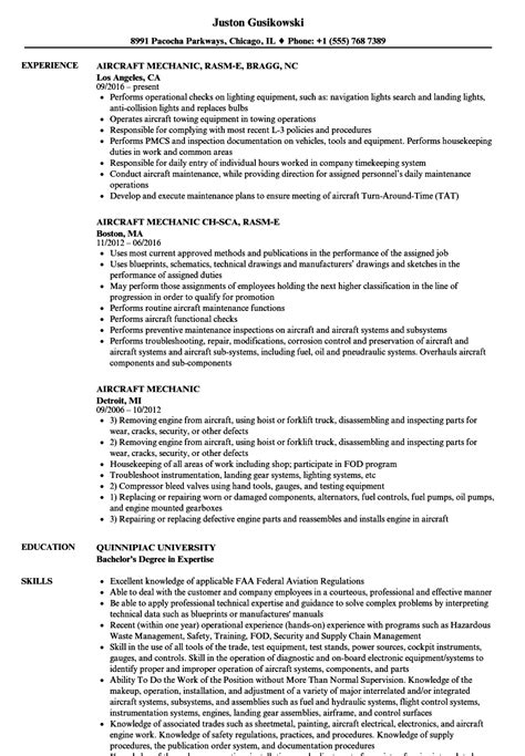 Aircraft Mechanic Resume Samples | Velvet Jobs