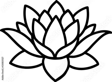 Black And White Lotus Flower SVG Clipart, Lotus Flower Silhouette Image ...