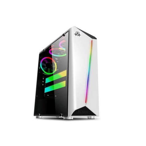 CROWN WHITE GAMING PC CASE MID TOWER WITH FRONT RGB STRIP