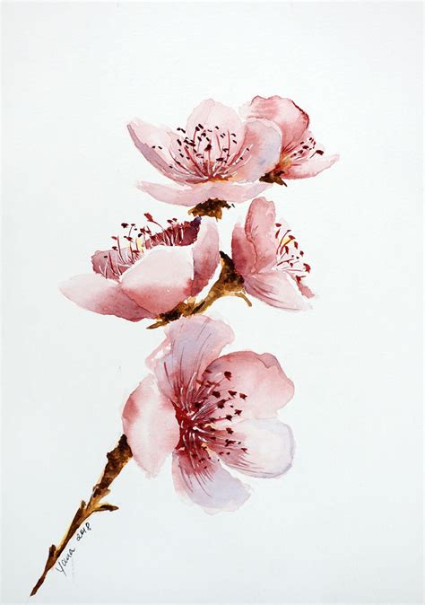 How to paint Cherry Blossom in Watercolor: step by step guide to aquarelle FLOWERS | Yana ...