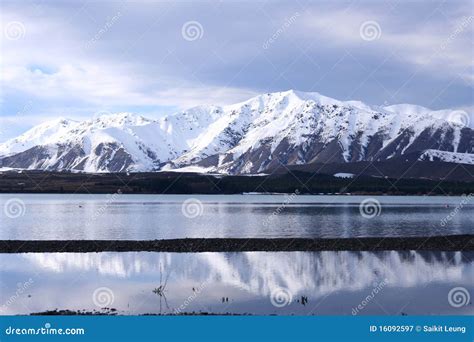 Lake Tekapo in Winter stock image. Image of freeze, coastline - 16092597