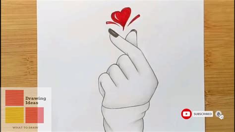 #Love #Hands #Drawing - How to draw a Tumblr Korean Heart//Girl Hand Love Icon - YouTube