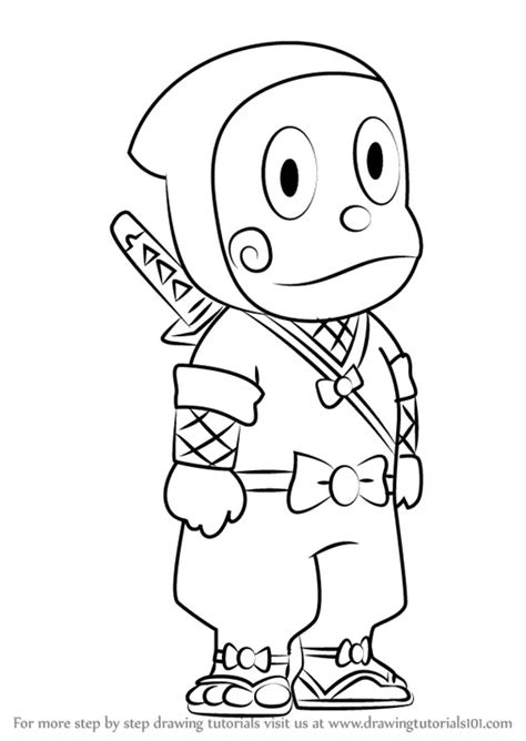 Learn How to Draw Ninja Hattori-kun from Ninja Hattori (Ninja Hattori) Step by Step : Drawing ...