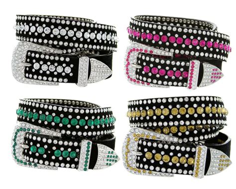 Western Colorful Rhinestone Cowgirl Studded Bling Women's Fashion Belt ...