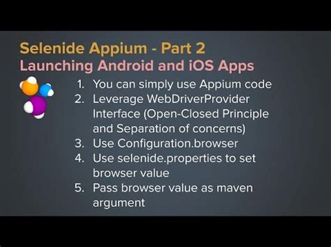 Part 2 | Launching Android and iOS Apps in Selenide Appium | WebDriverProvider | Appium 2.0 ...