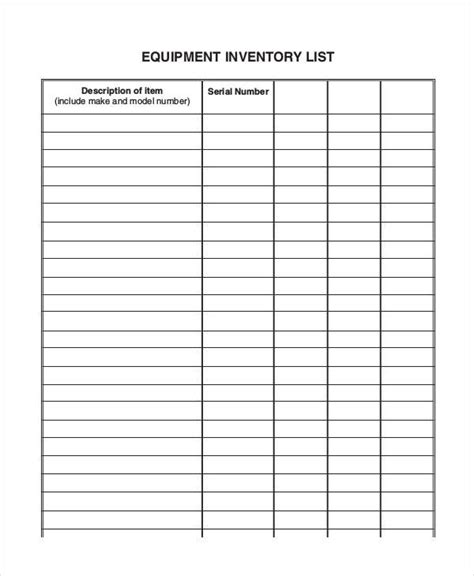 Equipment Inventory List Templates - 9+ Free Word, PDF Format Download!