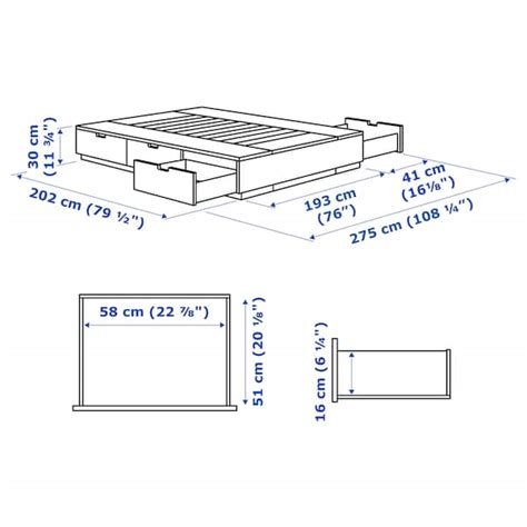 NORDLI Bed frame with storage, anthracite, King - IKEA