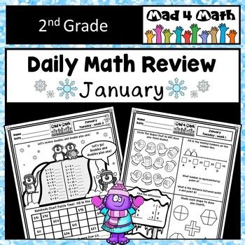 January Math Daily Spiral Review Morning Work Worksheets | TPT