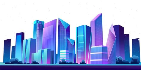 Free Vector | Urban building skyline panoramic night