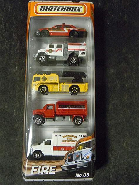 2010-2011 Matchbox 5 Pack, FIRE Cars #9: Ford Crown Victoria, International WorkStar Brush Fire ...