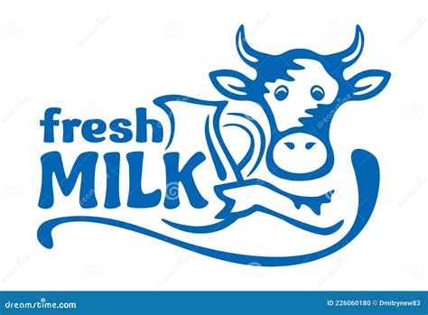 Fresh Milk Logo for Dairy Products - Cow with Jug Stock Vector - Illustration of cute, funny ...