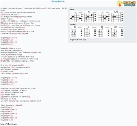 Hợp âm: Gotta Be You - One Direction - cảm âm, tab guitar, ukulele - lời bài hát | chords.vip